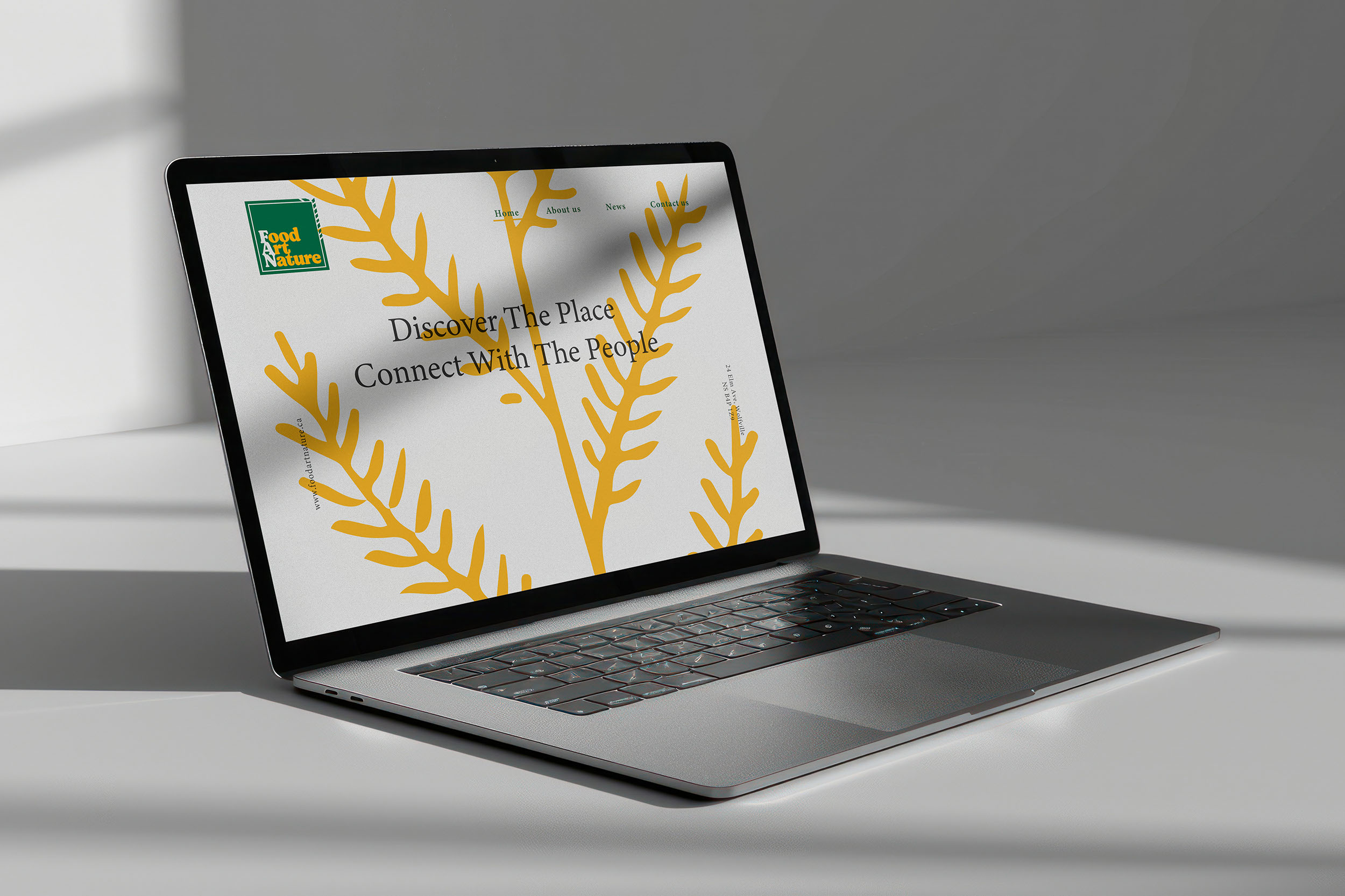 Foodartnature: Website presented on a laptop