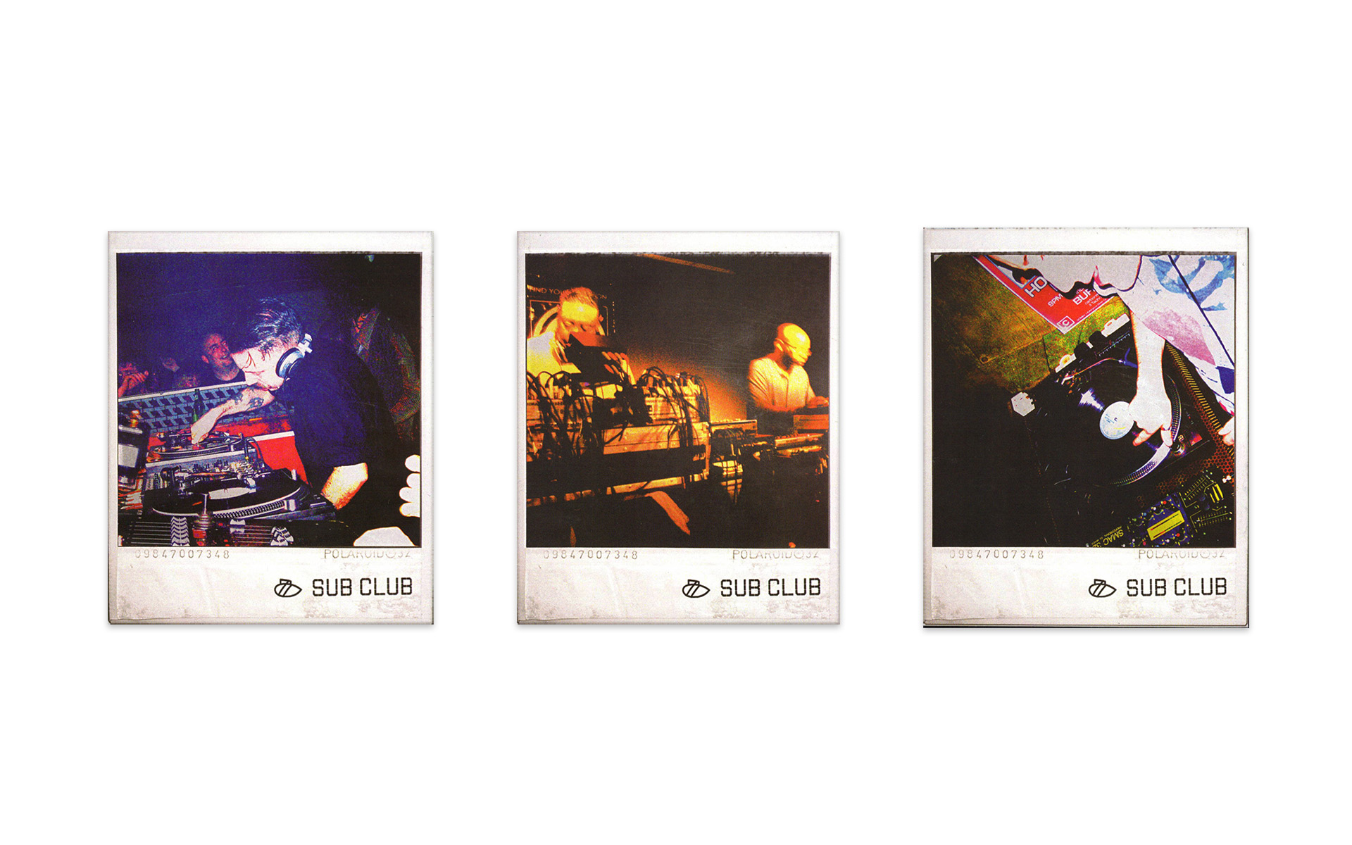 Sub Club: Polaroid-style flyer artwork